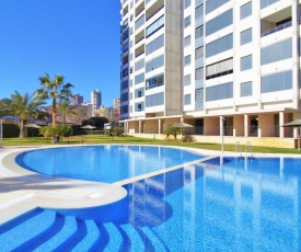 Apartment with one bedroom in Benidorm with wonderful sea view shared pool enclosed garden 300 m from the beach